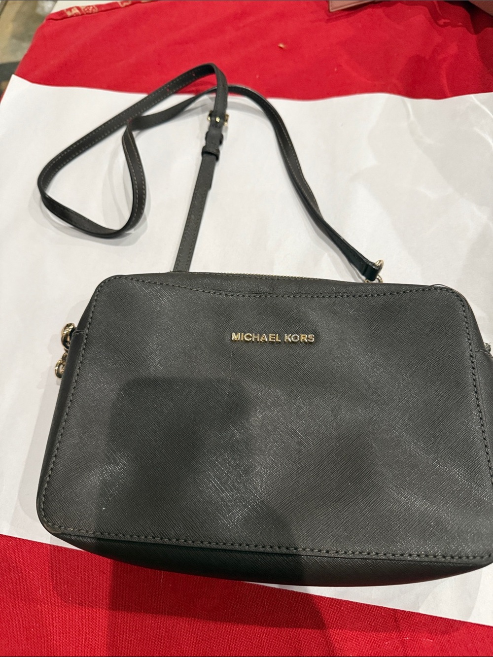 MICHAEL KORS dark brown Saffiano Crossbody  Bag